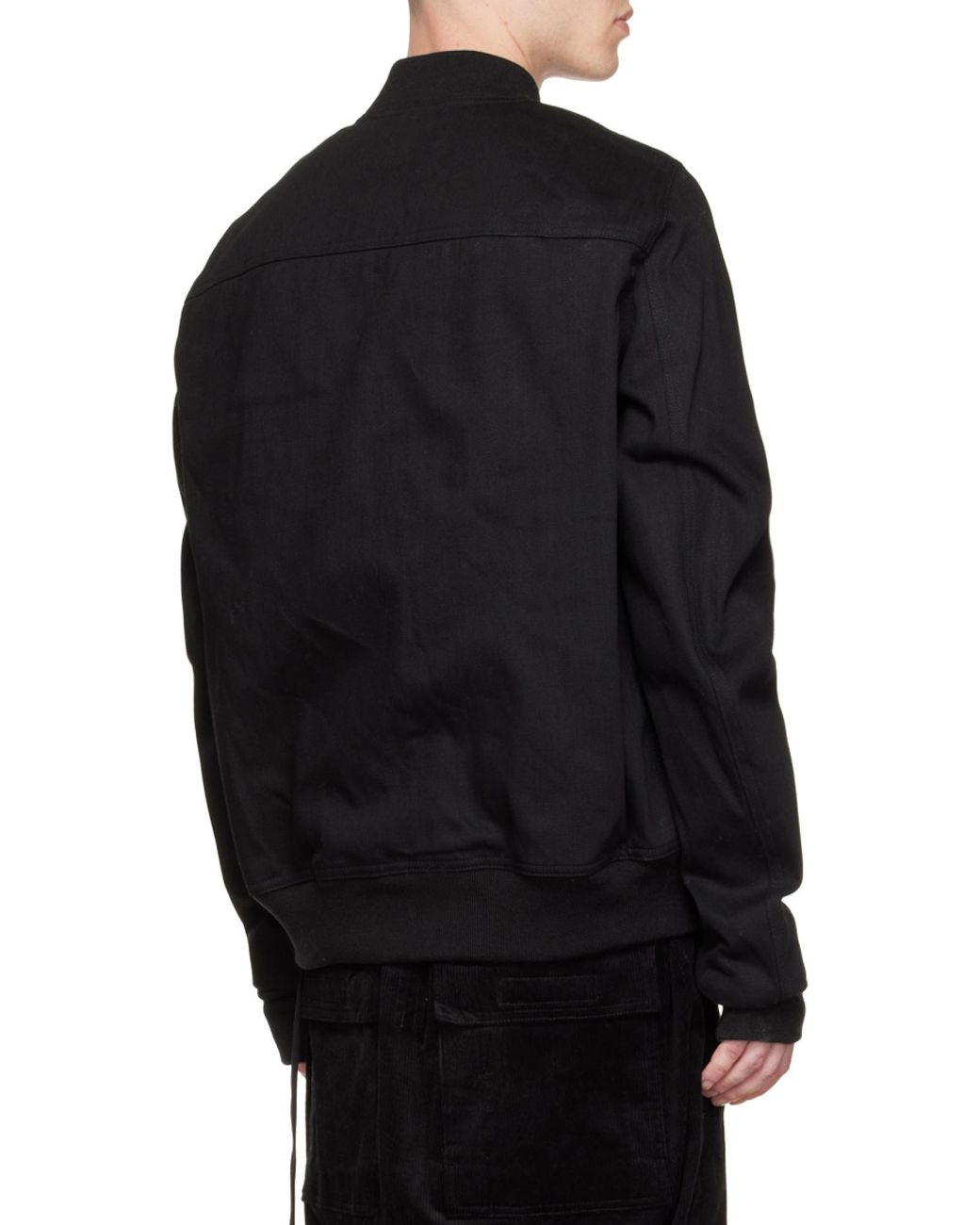 Rick Owens Black Logo Zipper Baseball Jacket for men