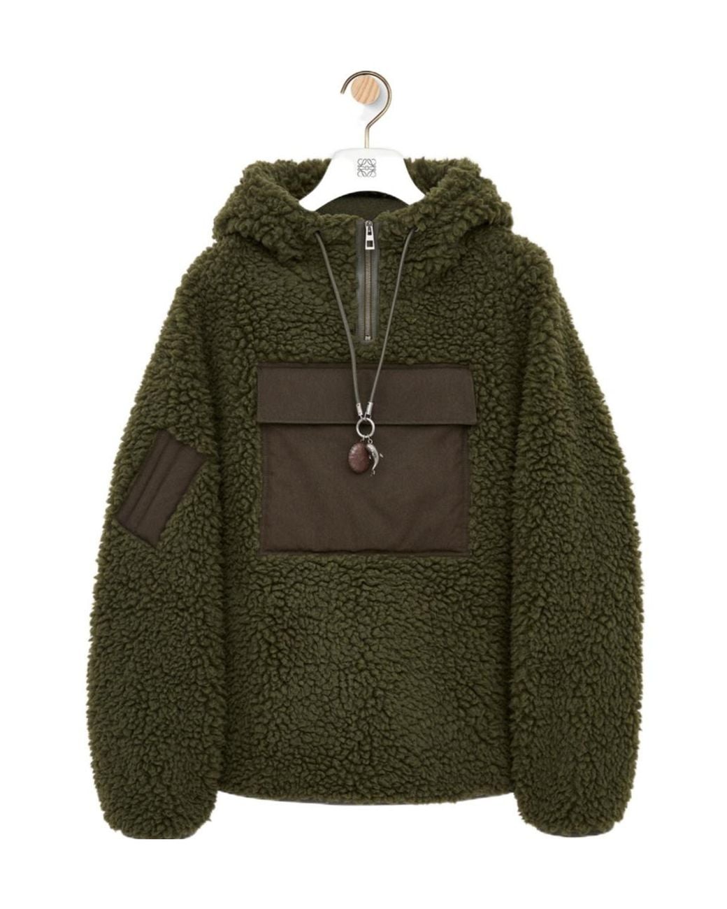 Loewe Green Fleece-Texture Hooded Jacket for men