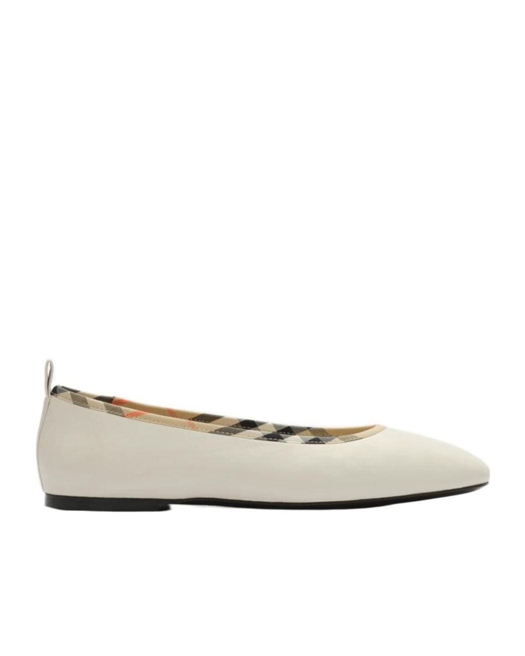 Burberry Natural Robin Check-Trim Ballet Flats