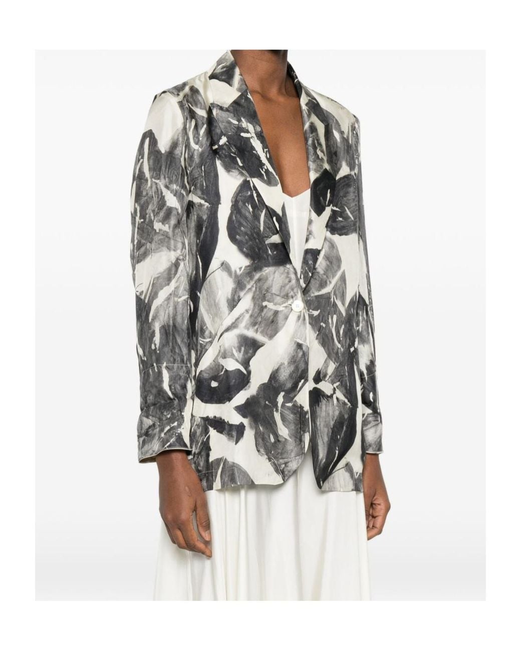 Alysi Gray Printed Collared Jacket
