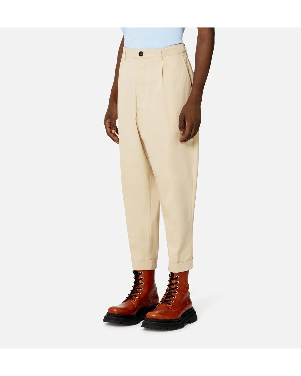 AMI Natural Drop-Crotch Mid-Rise Trousers for men