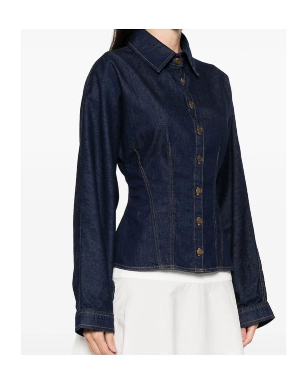 Agolde Blue Button Fastening Shirt With Point Collar