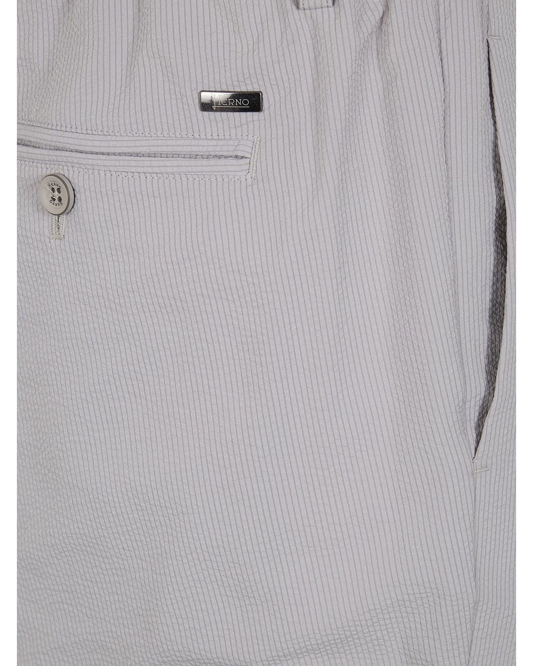 Herno Gray Seersucker Straight-Leg Trousers for men