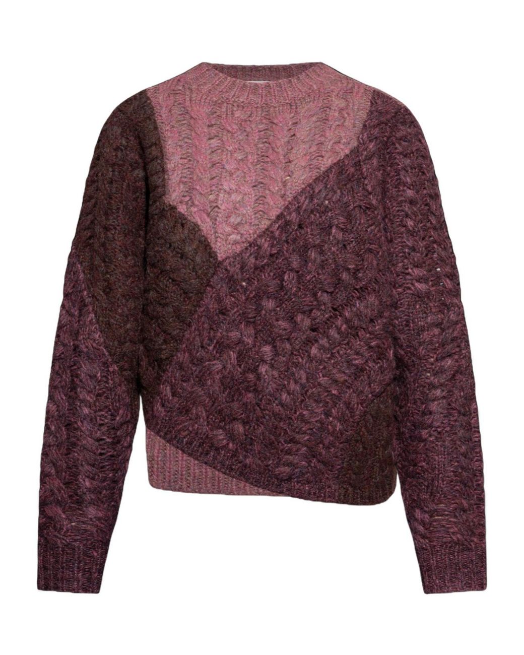 Isabel Marant Purple Cable-Knit Patchwork Sweater