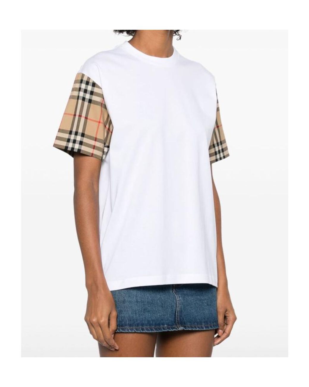 Burberry White Check Cotton T-Shirt