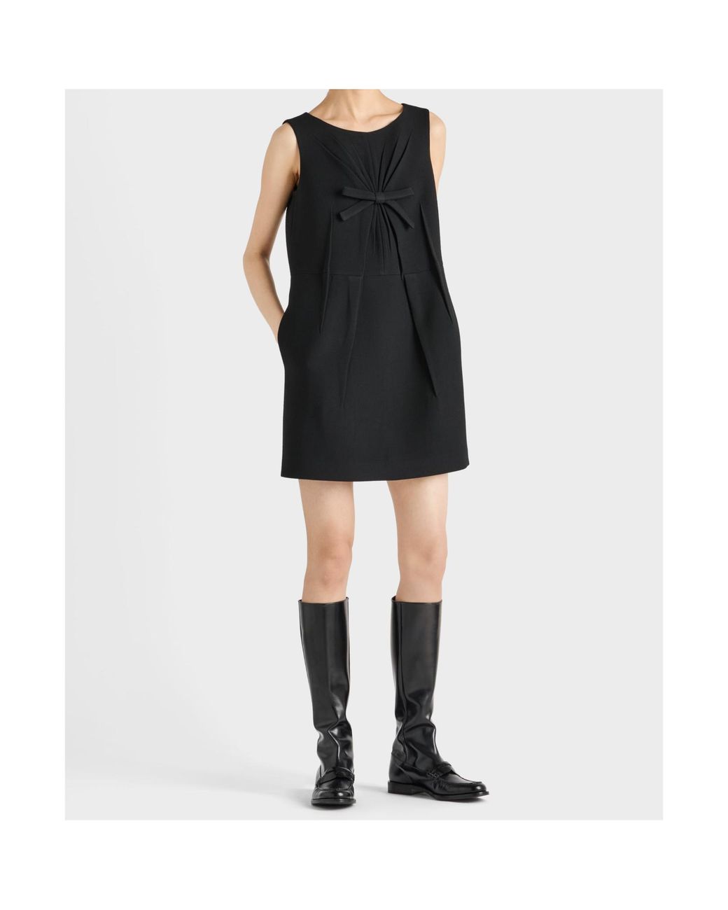 Prada Black Wool Natté Sleeveless Mini Dress