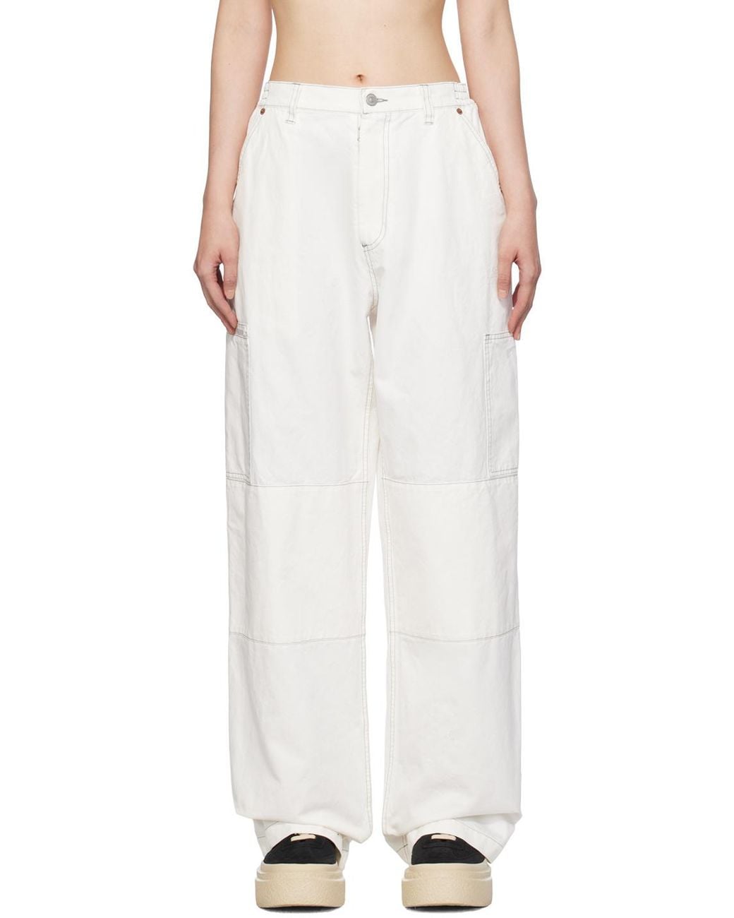 MM6 by Maison Margiela White Numeric Signature Trousers for men