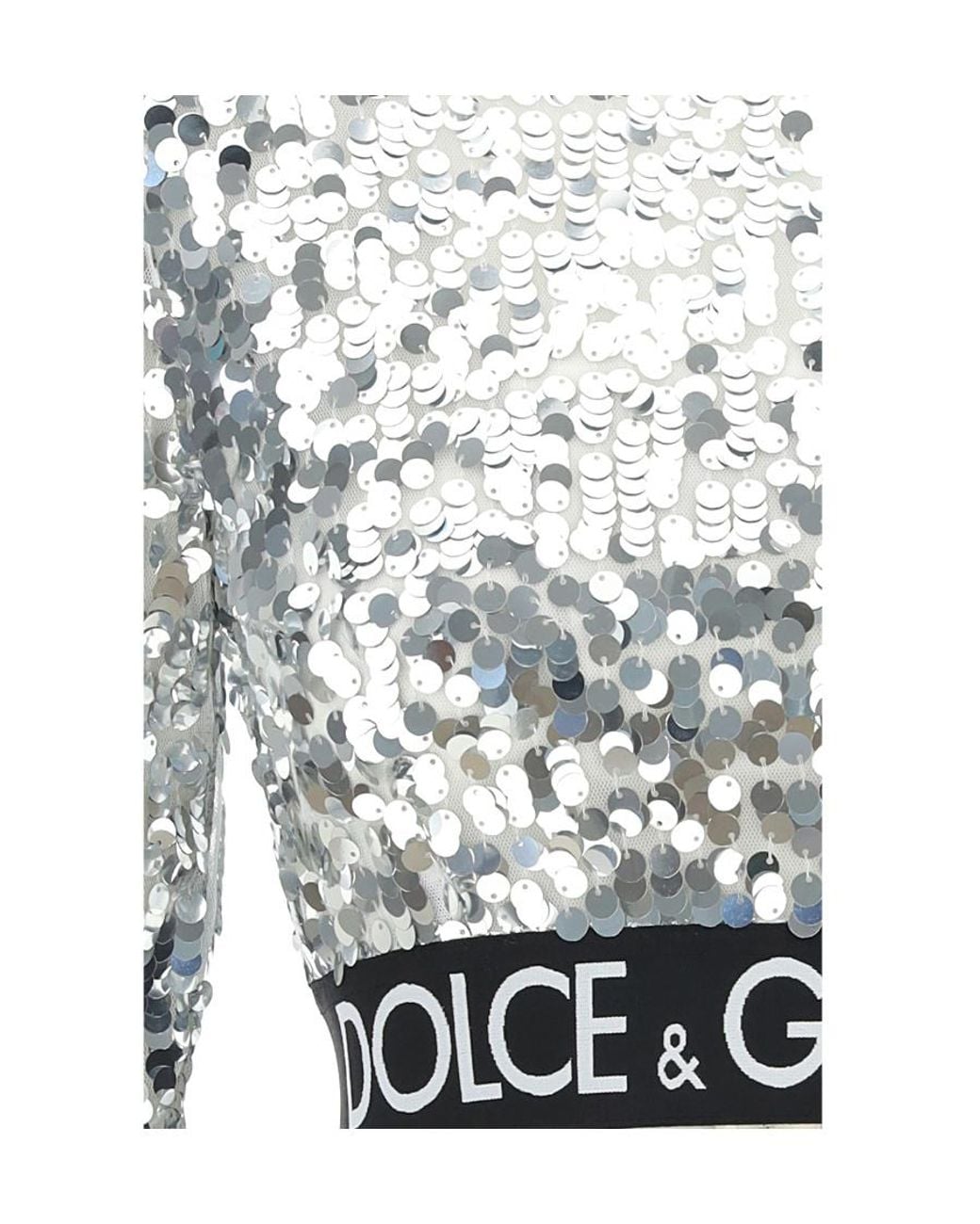 Dolce & Gabbana White Sequin Embellished Crewneck Top