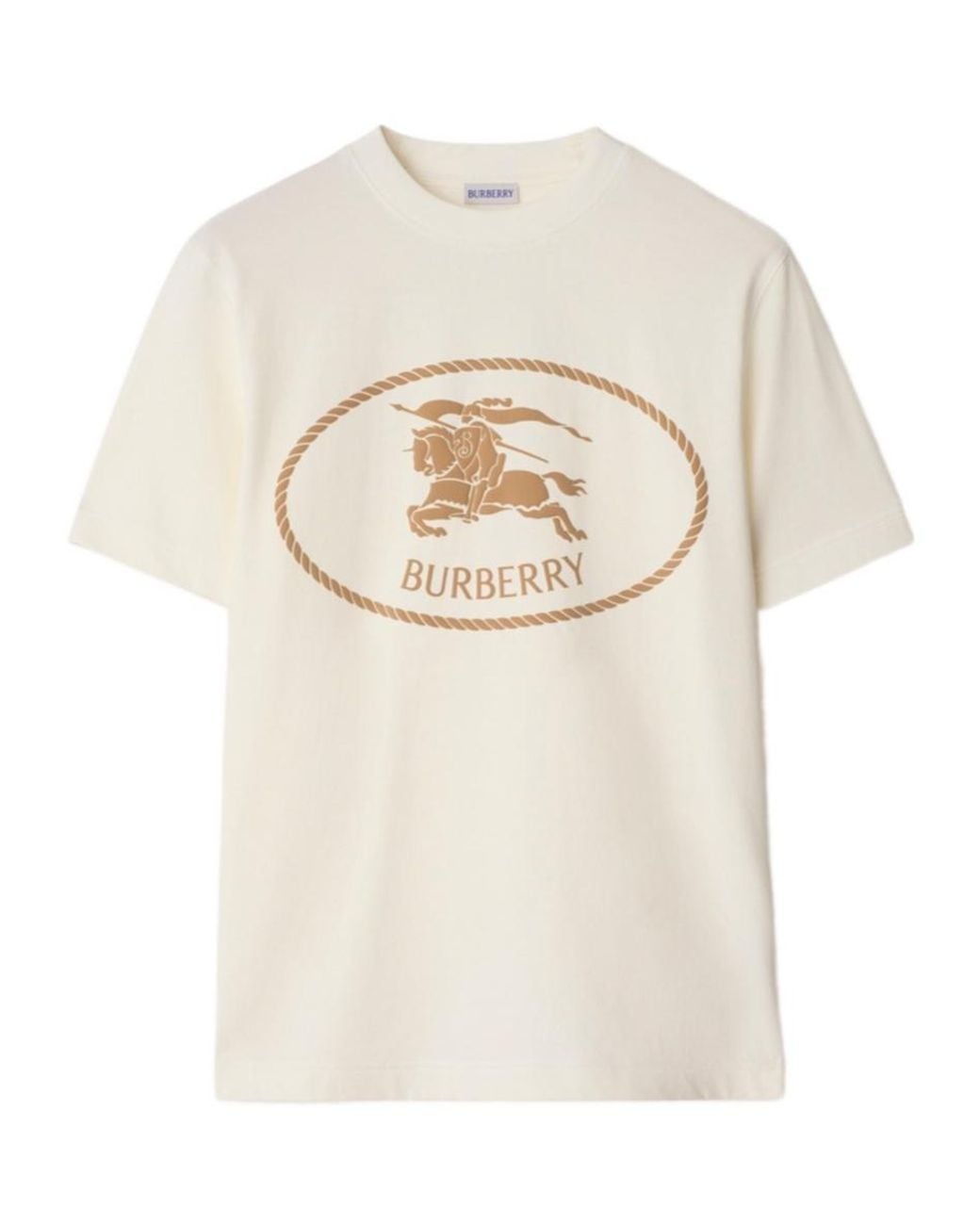 Burberry White Logo Detailed Crewneck T-Shirt for men