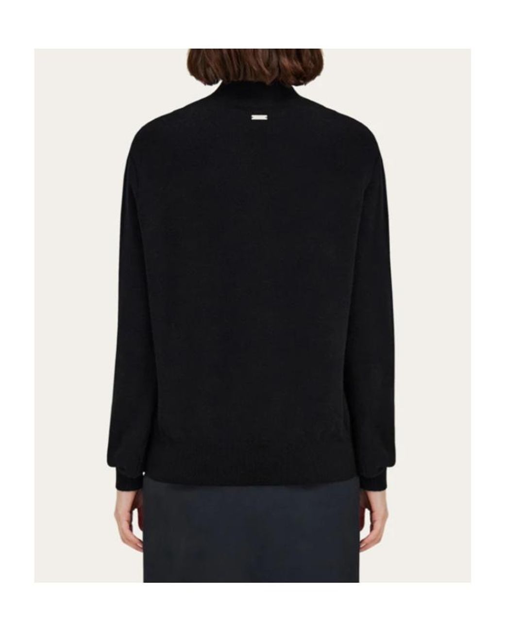 Ferragamo Blue Ferragamo Flower Embellished Turtleneck Jumper