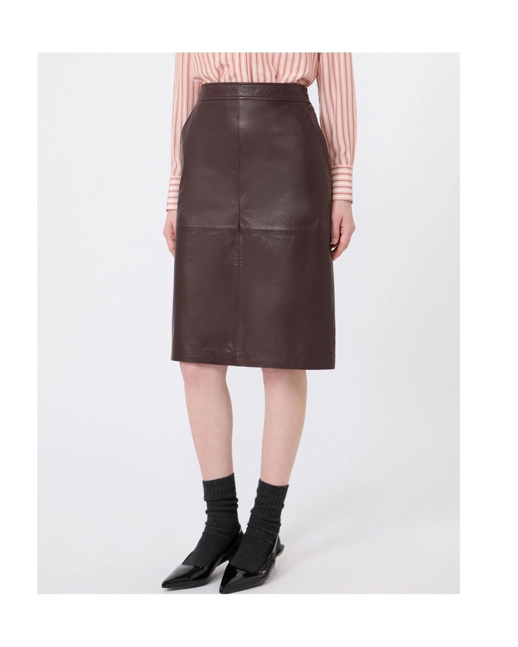 Max Mara Brown Studio Panelled Midi Skirt