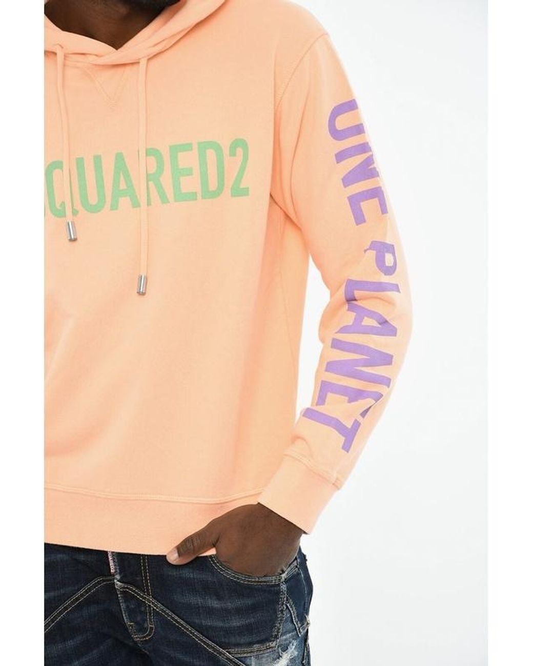 DSquared² Orange One Life Cool Logo-Print Hoodie for men