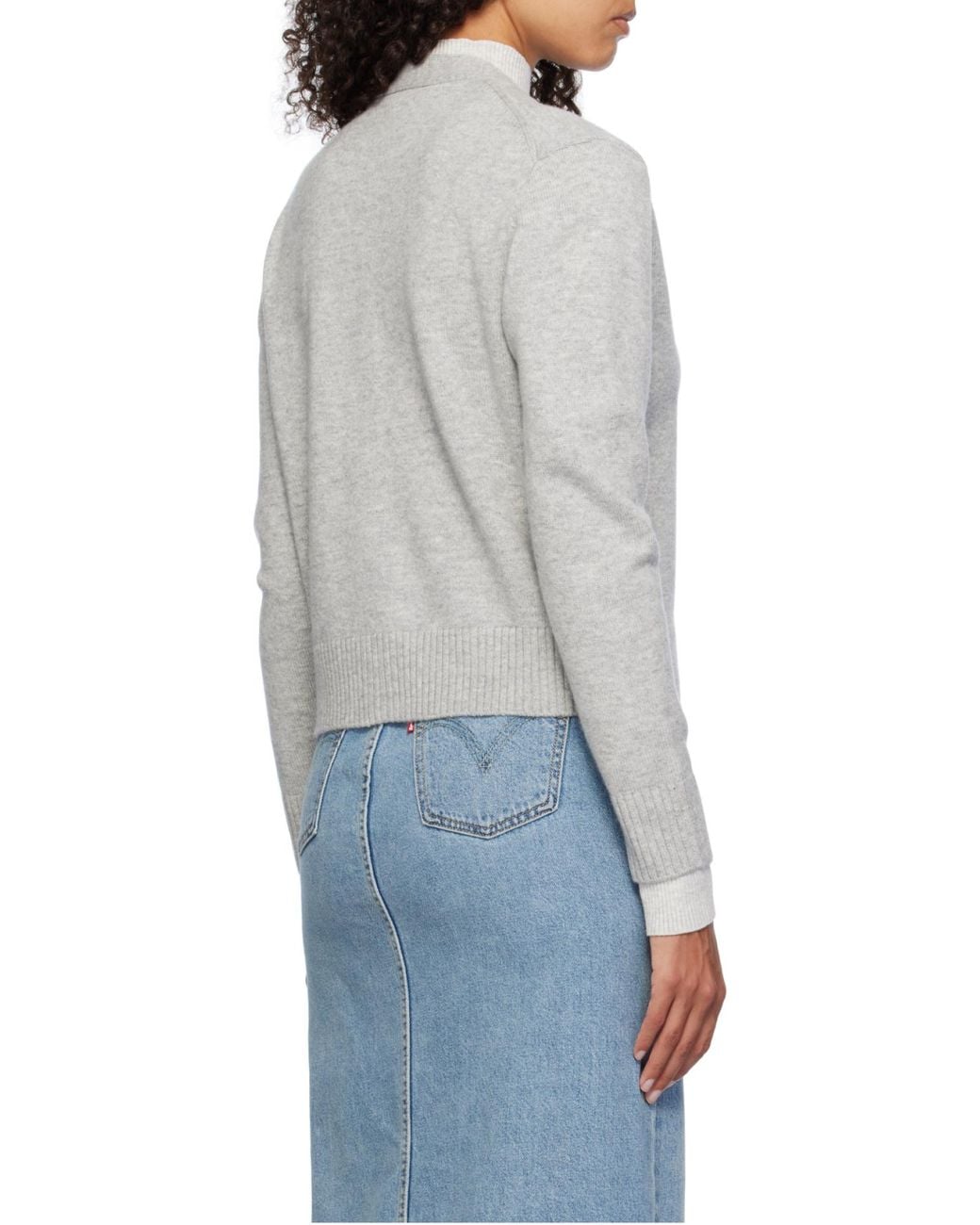 Maison Kitsuné Gray Maison Kitsuné Bold Fox Head Embroidered Knit Cardigan