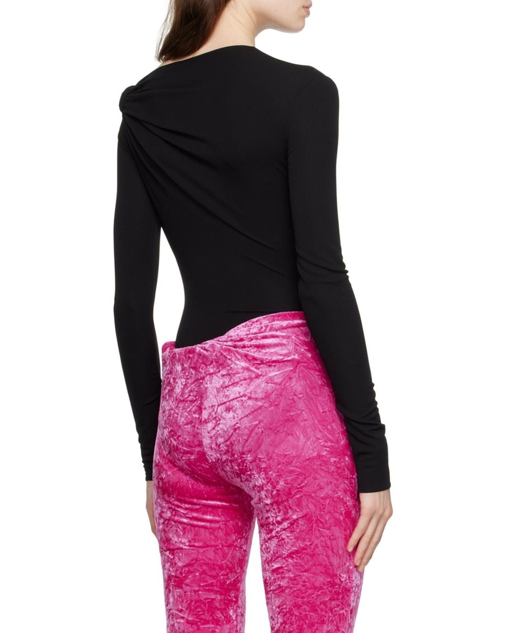 Versace Multicolor Off-Shoulder Long-Sleeve Bodysuit