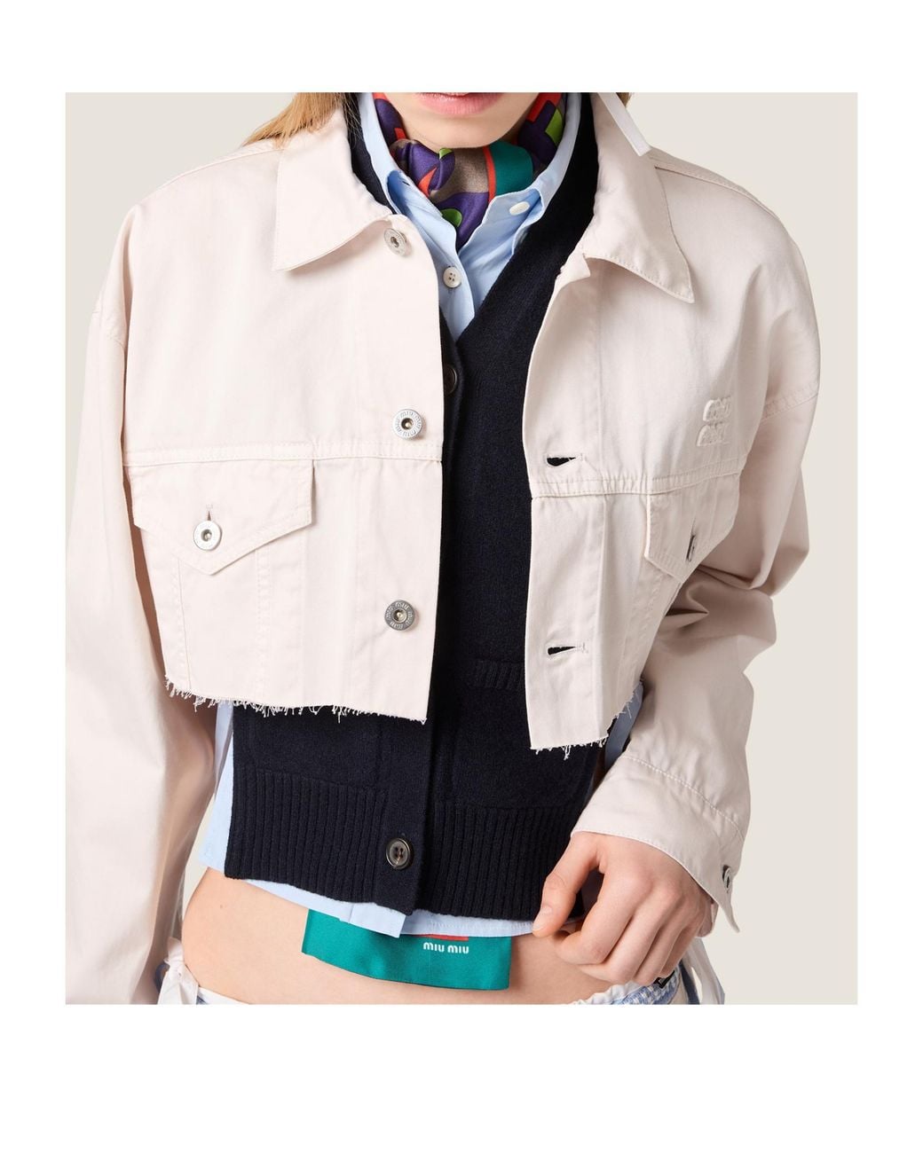 Miu Miu White Cropped Denim Jacket