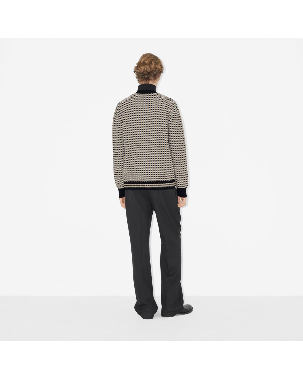 Burberry Black Check-Pattern V-Neck Cardigan for men