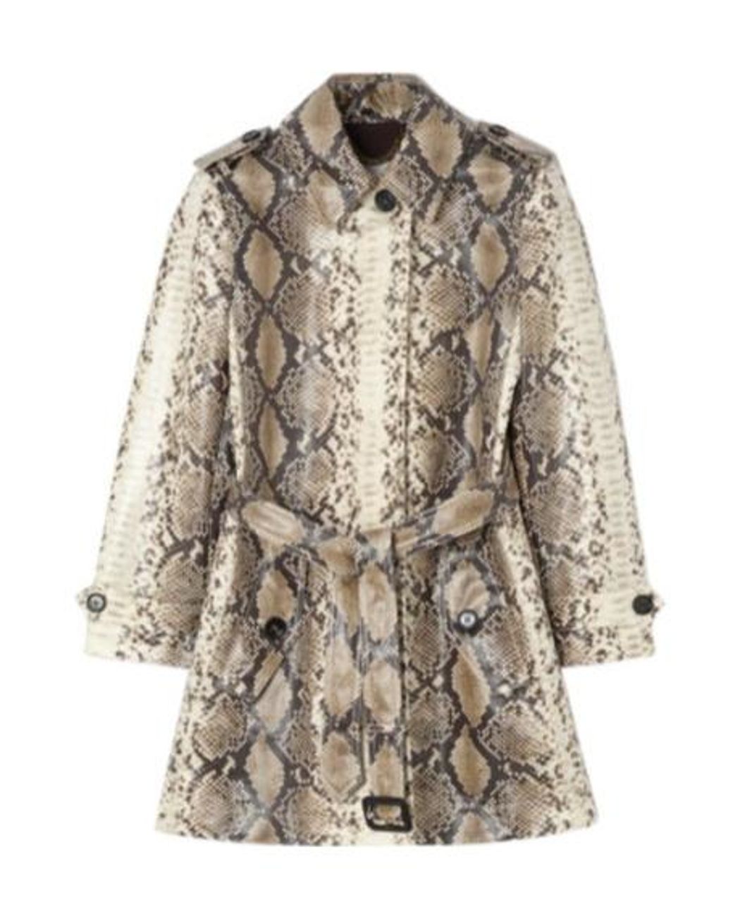 Burberry Brown Belted Printed Short Coat