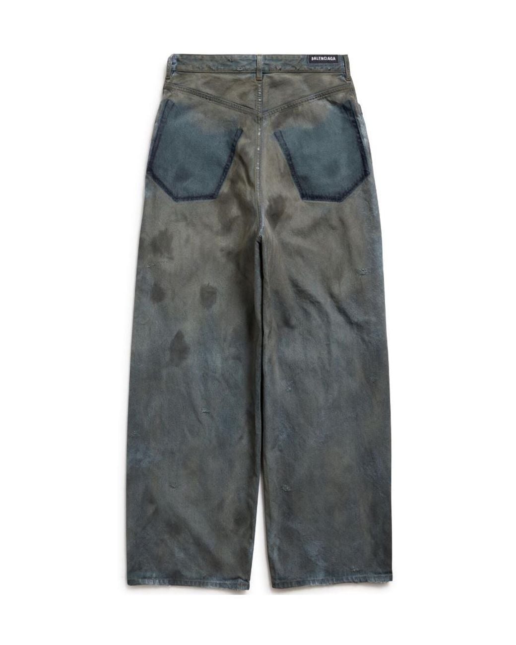 Balenciaga Gray Patched Pockets Baggy Jeans for men