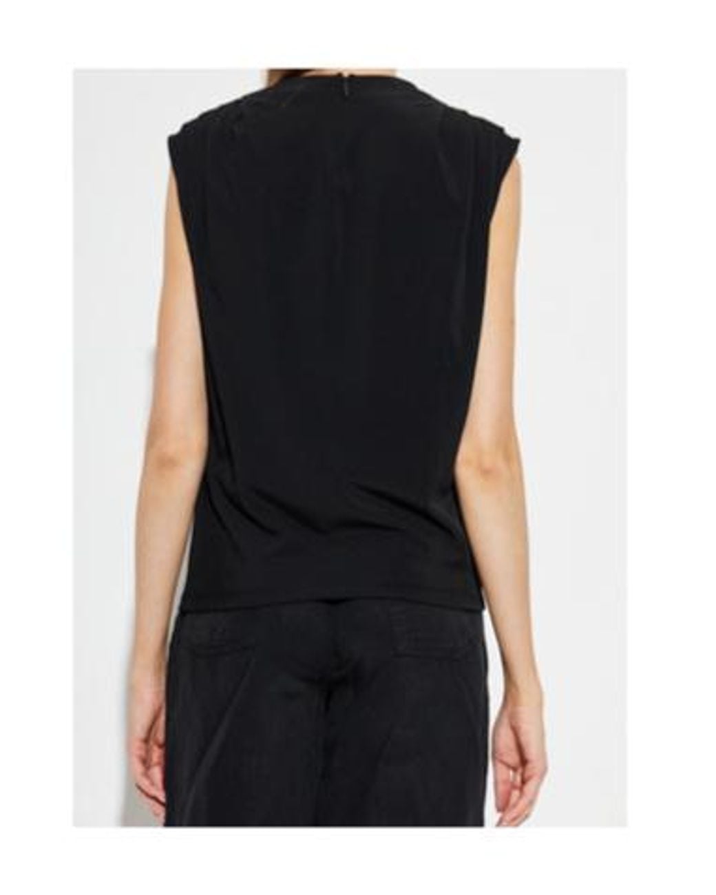 AllSaints Black Draped Sleeveless Mock Neck Top