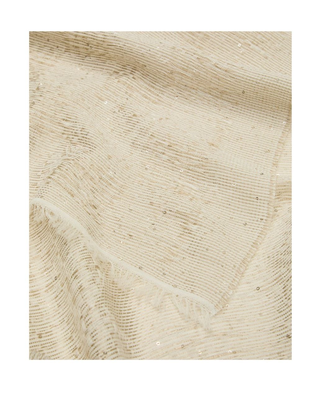 Emporio Armani Natural Sequinned Fringed Shawl
