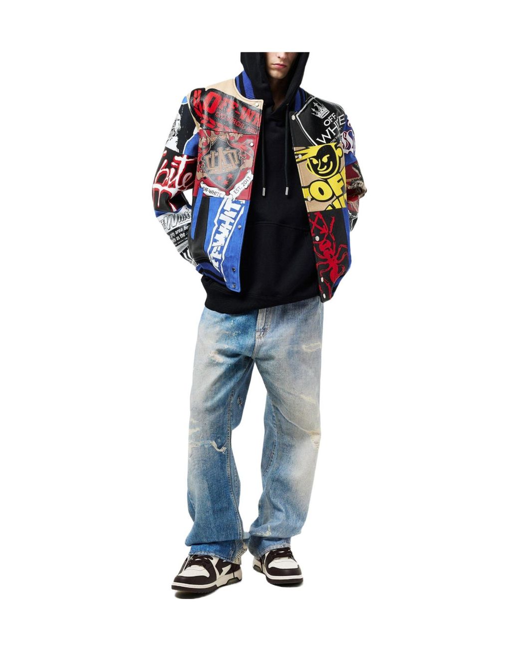 Off-White c/o Virgil Abloh Blue Patch Varsity Jacket for men