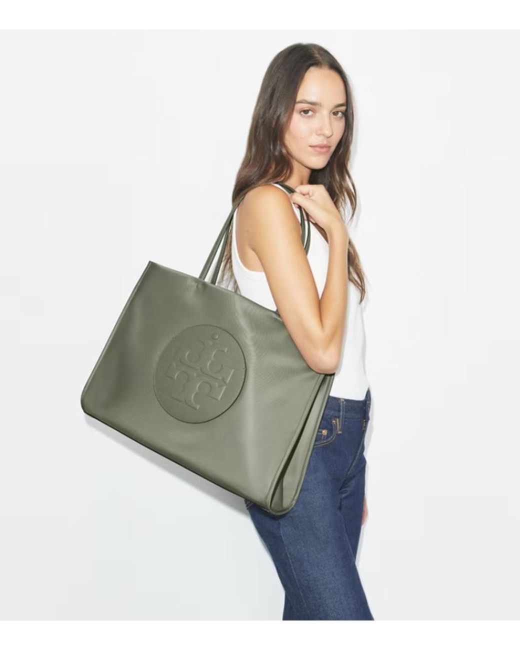 Tory Burch Green Ella Tote Bag