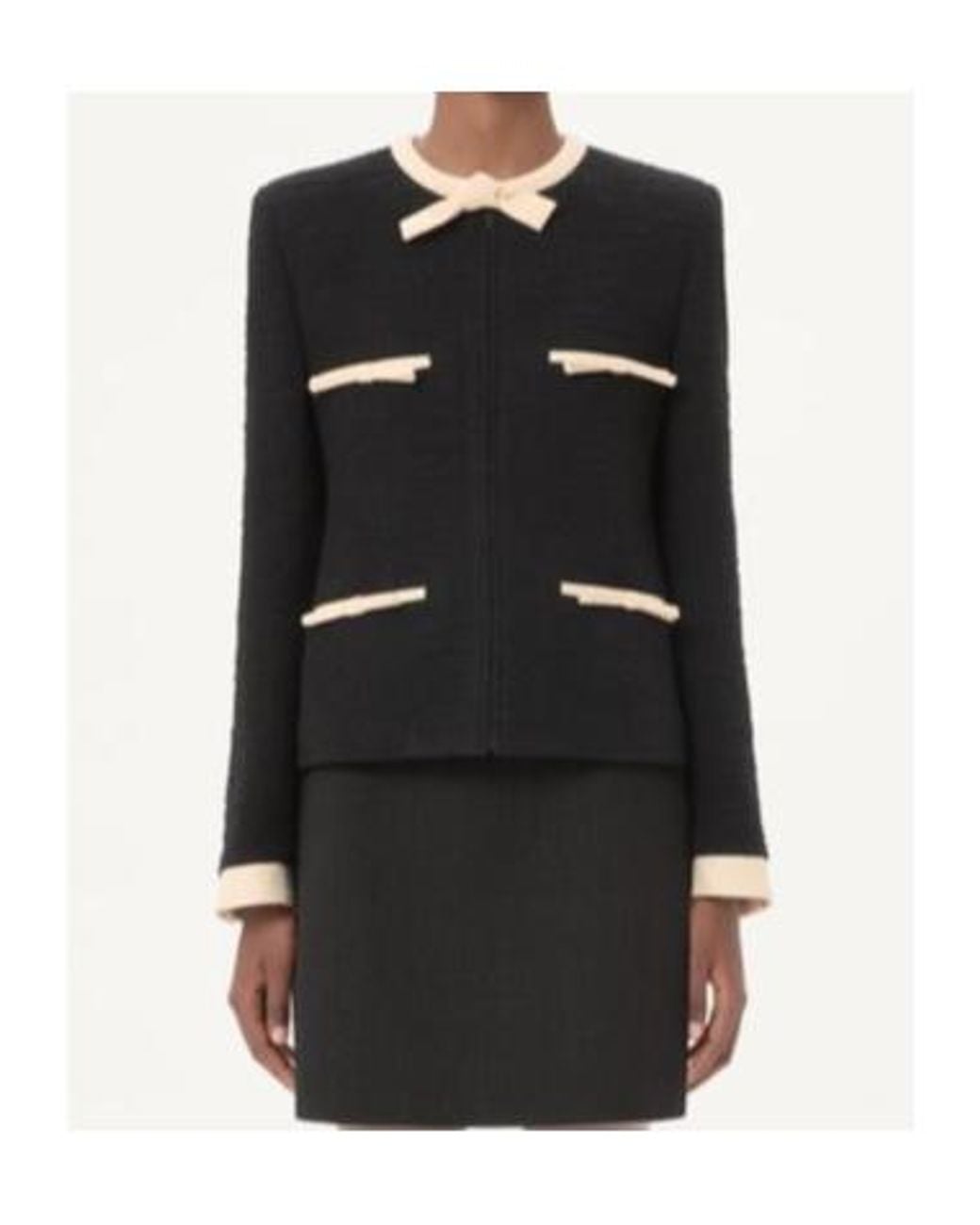 Valentino Black Bow Detailed Crewneck Jacket