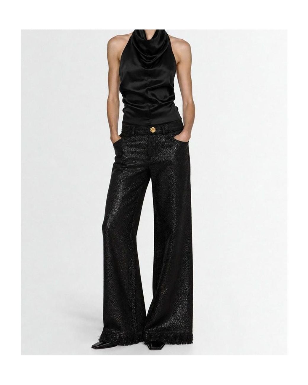 GIUSEPPE DI MORABITO Black Floral-Button Casual Trousers