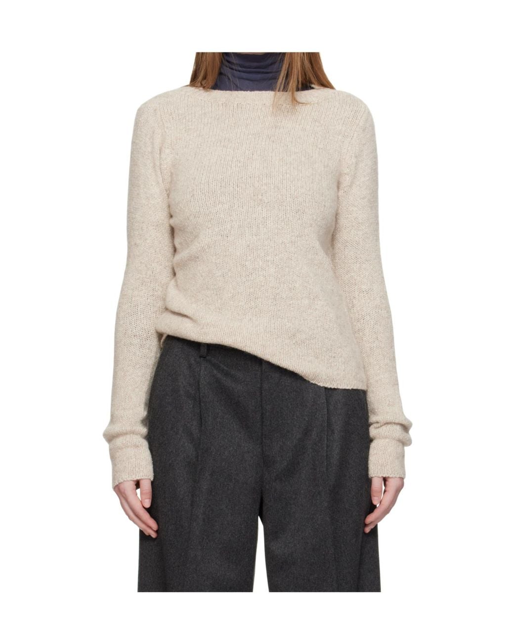 Auralee Gray Cashmere Crew Neck Sweater