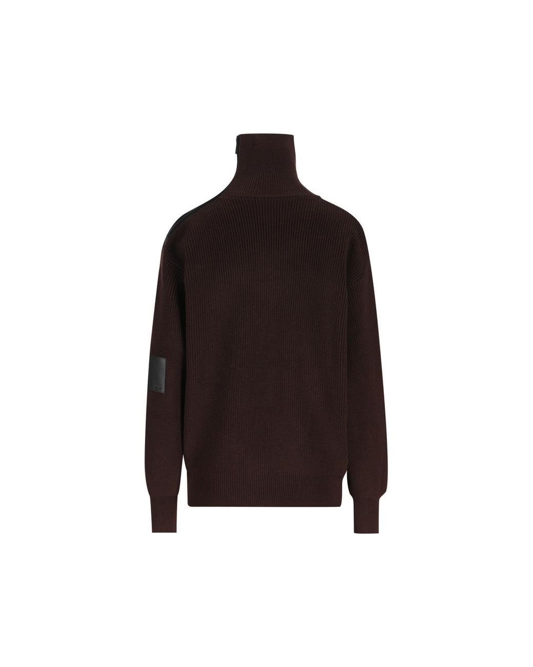 Loewe Red Zip-Neck Patch Knitted Sweater