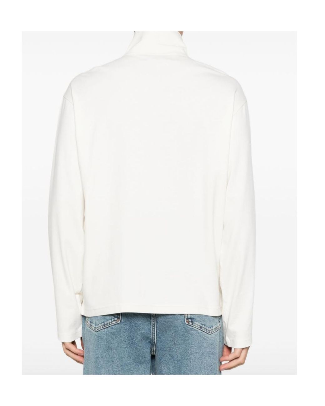 Emporio Armani White Zip Detailed High Neck Sweatshirt for men