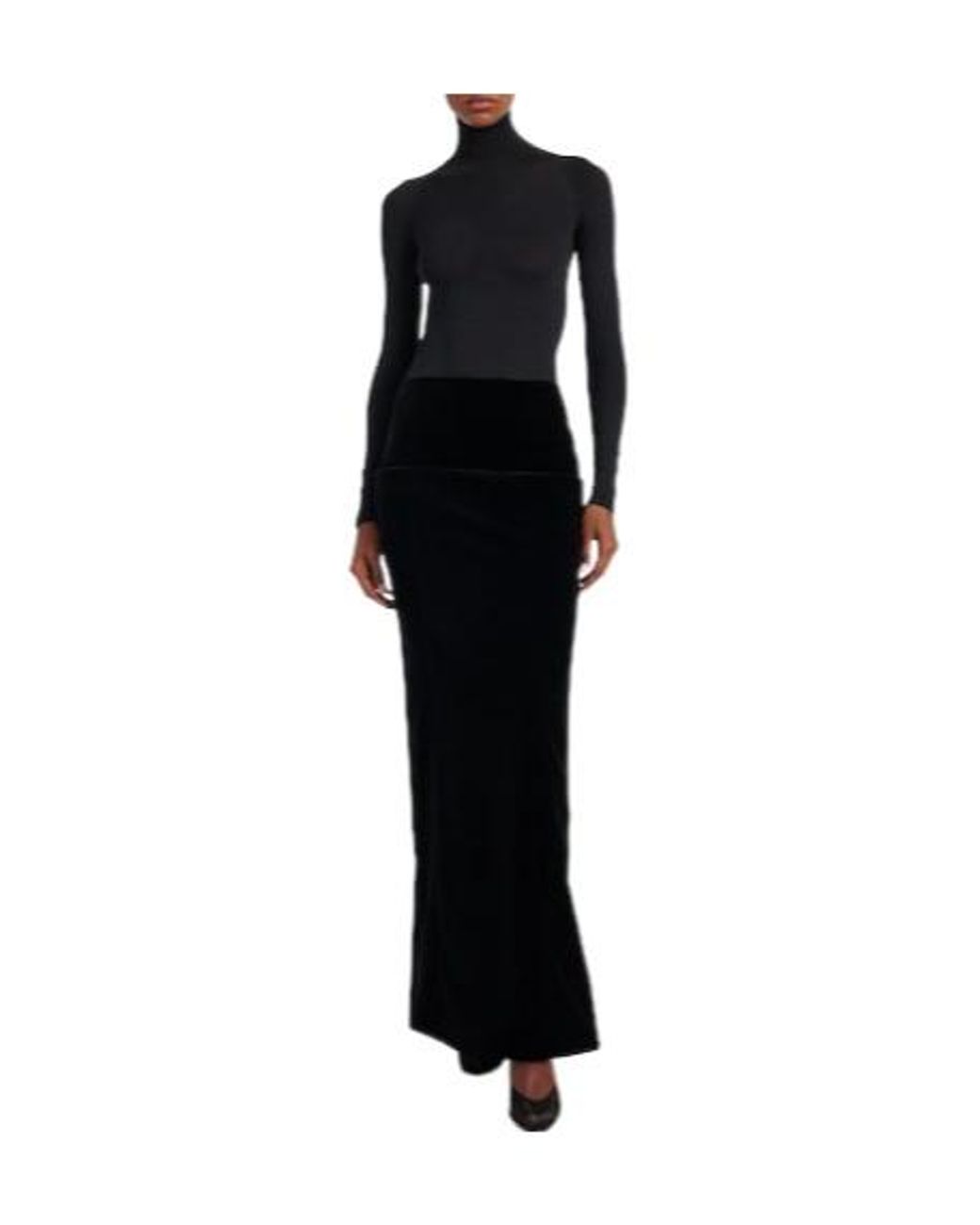 Alaïa Black Cotton Velvet Maxi Skirt