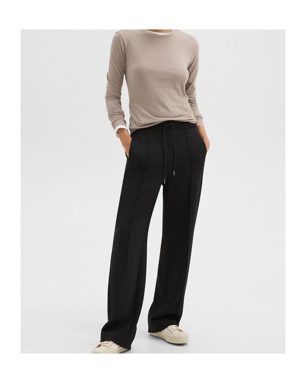Theory Black High Waist Drawstring Track Pants