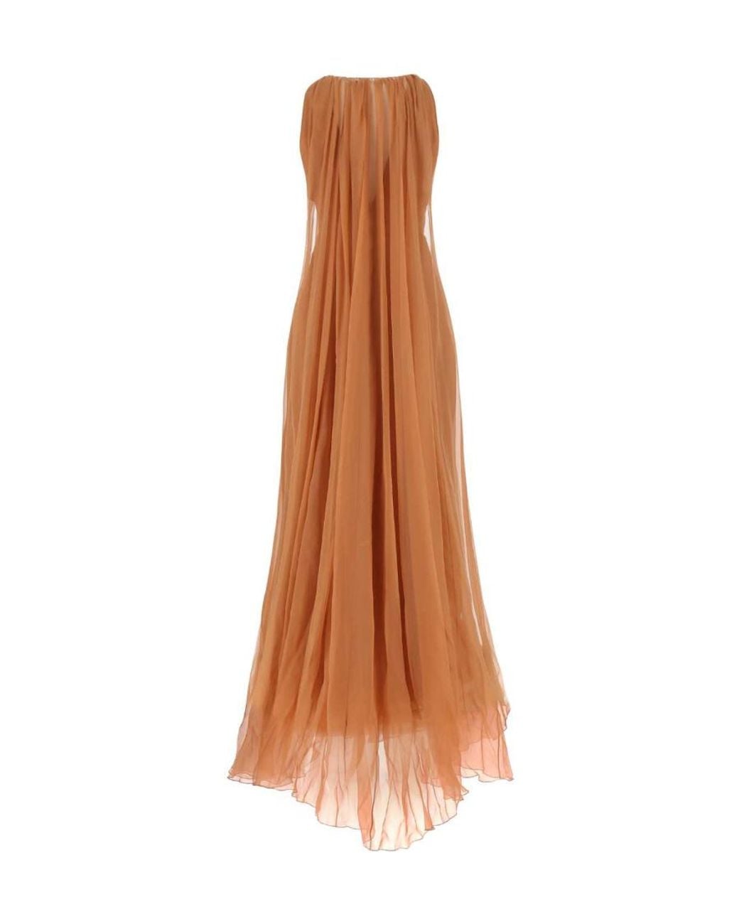 Valentino Brown V-Neck Silk Gown
