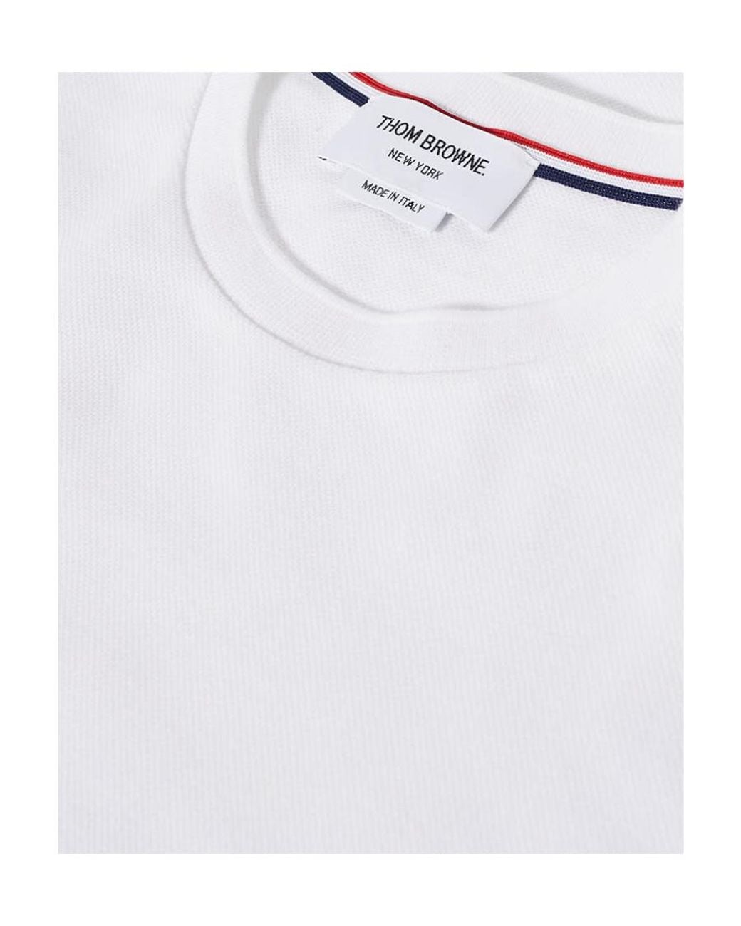 Thom Browne White Crew Neck Short Sleeve T-Shirt for men