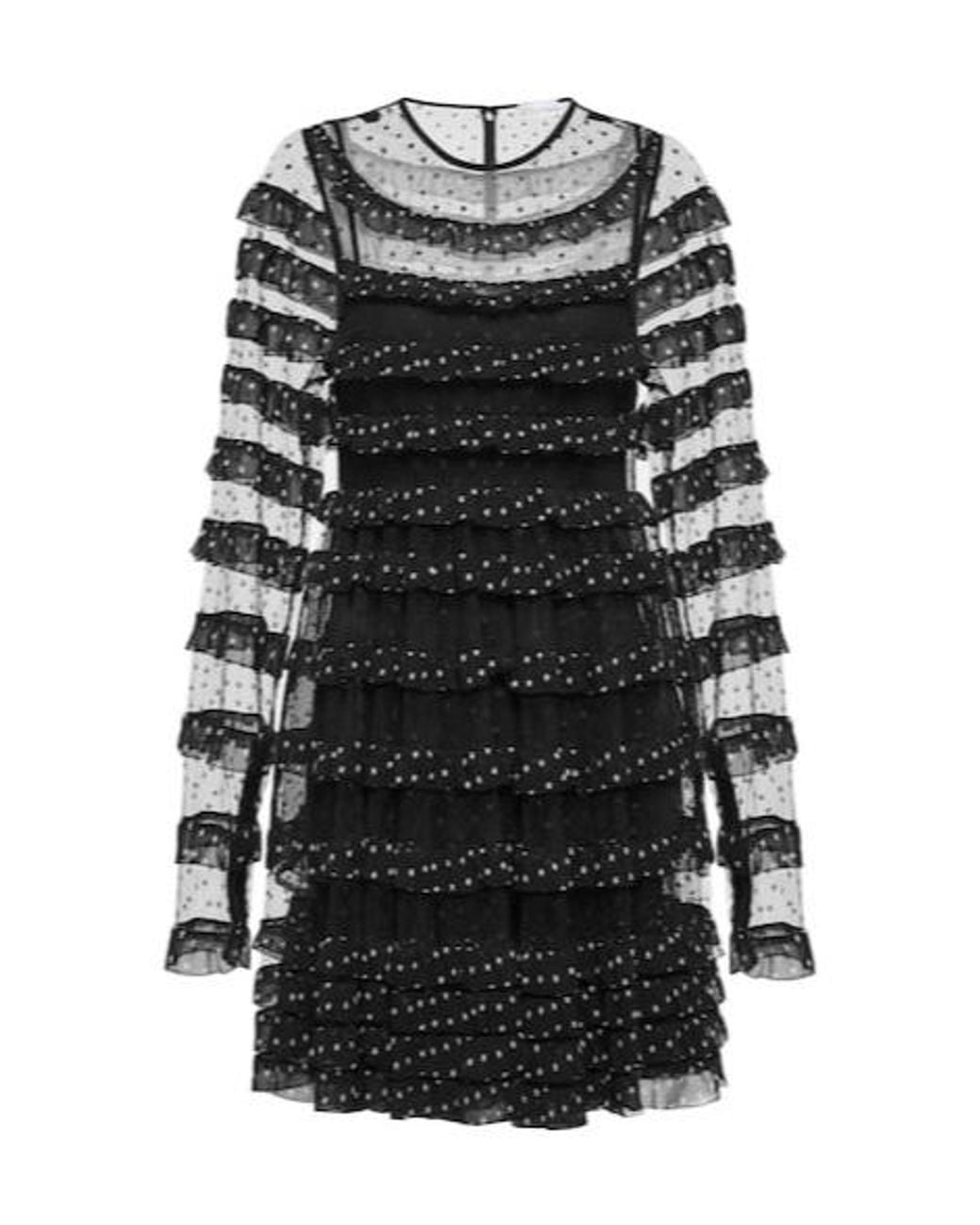 RED Valentino Black Point D'Esprit Tulle And Georgette Minidress