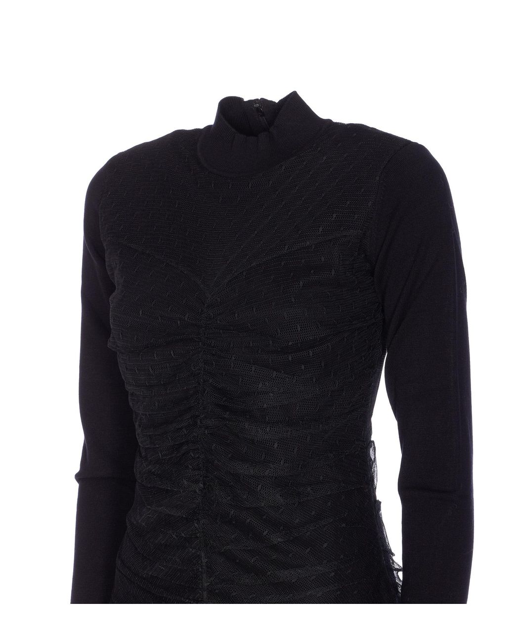 Twinset Black Tulle Long Knit Dress