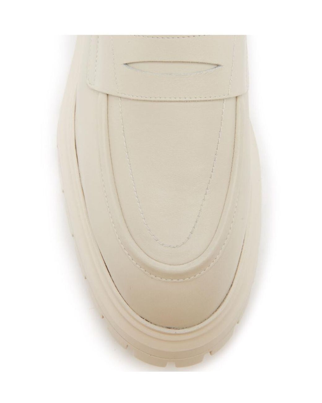 Stuart Weitzman Natural Almond-Toe Leather Loafers