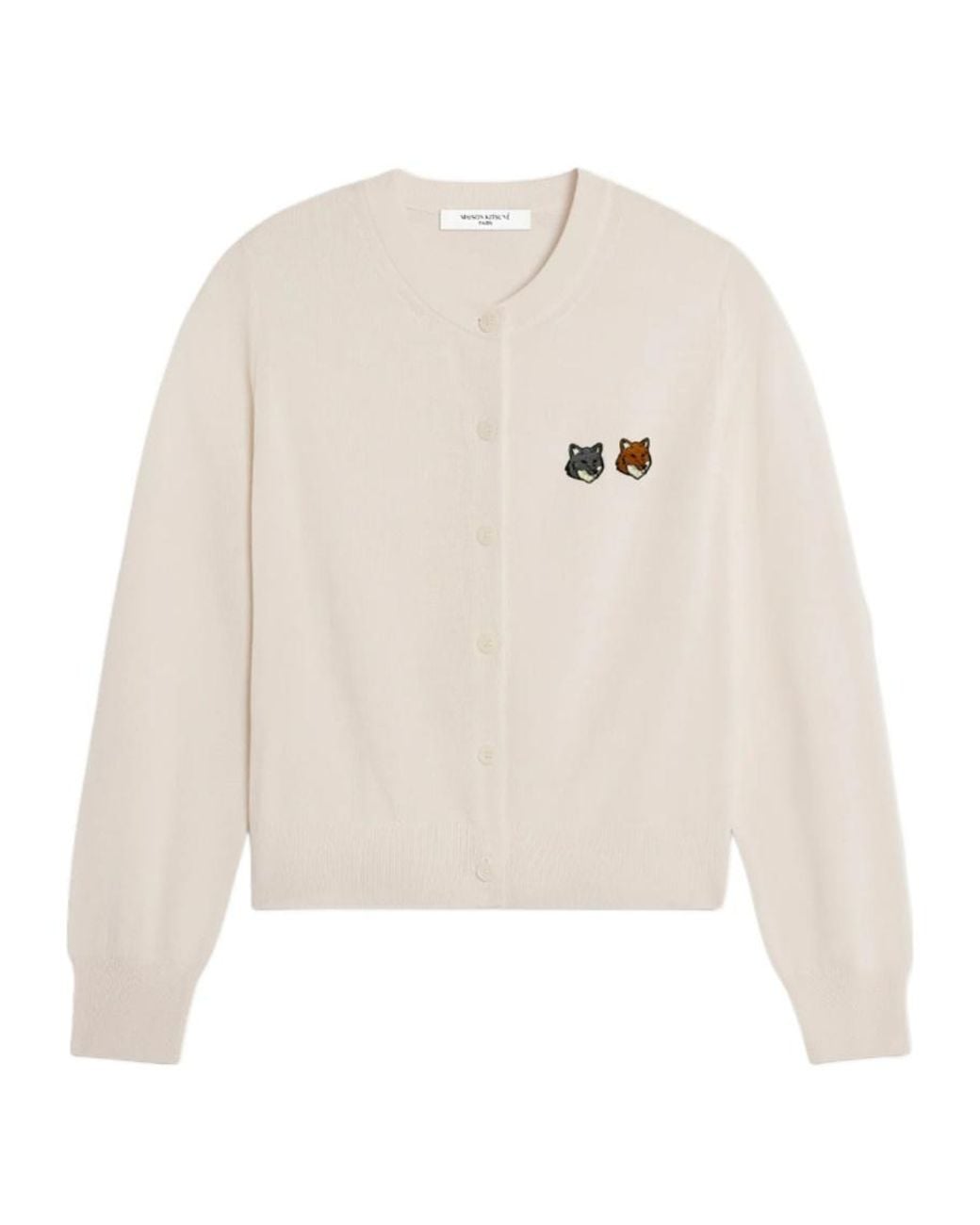Maison Kitsuné White Double Fox Head Patch Cardigan for men