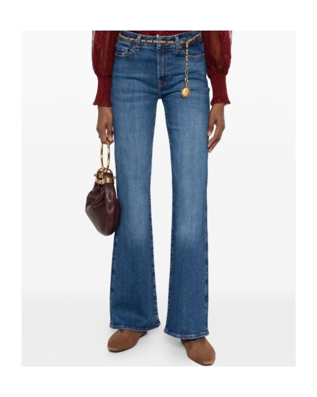 7 For All Mankind Blue Slim Illusion Bootcut Jeans