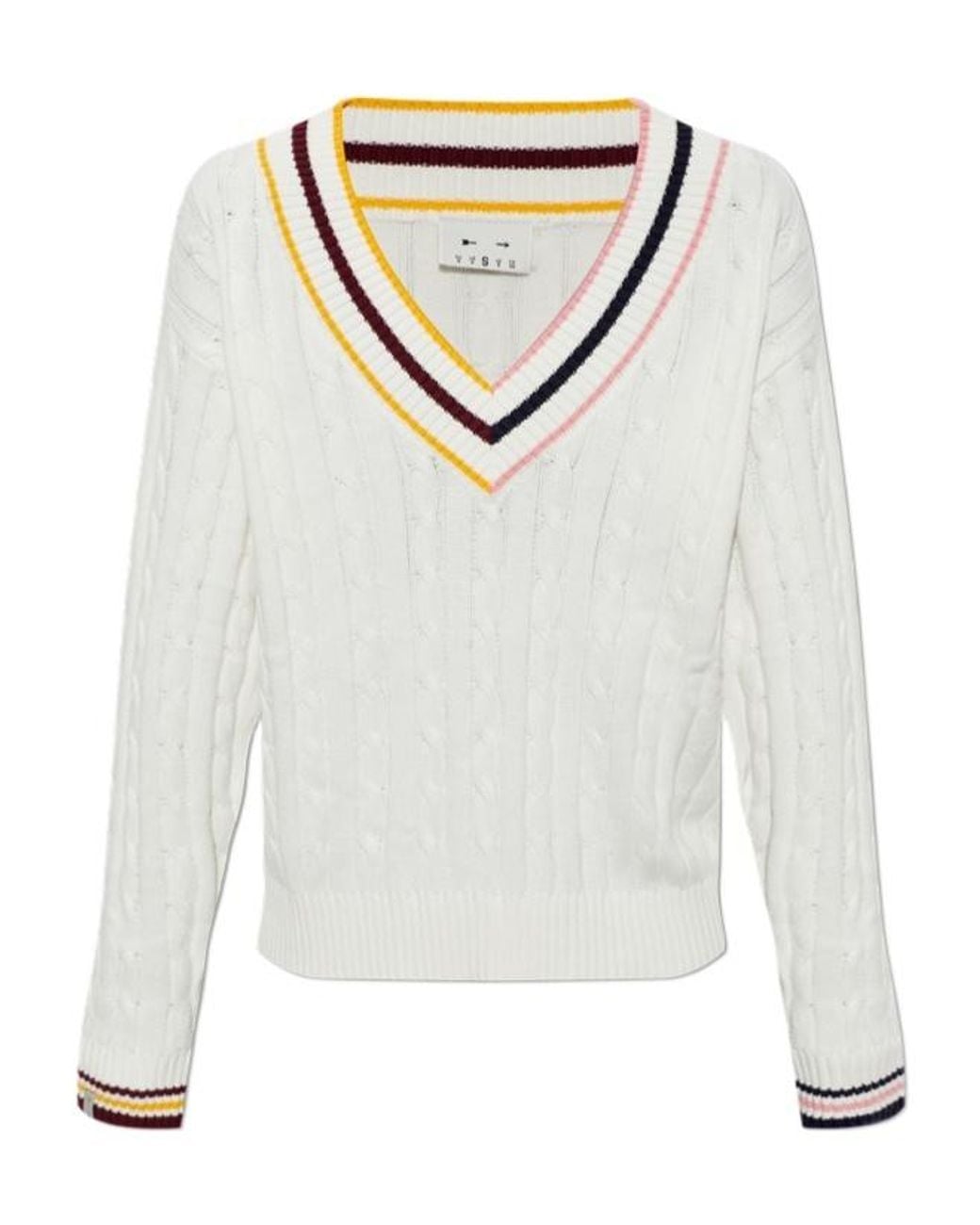 The Upside White Josette V-Neck Knitted Sweater