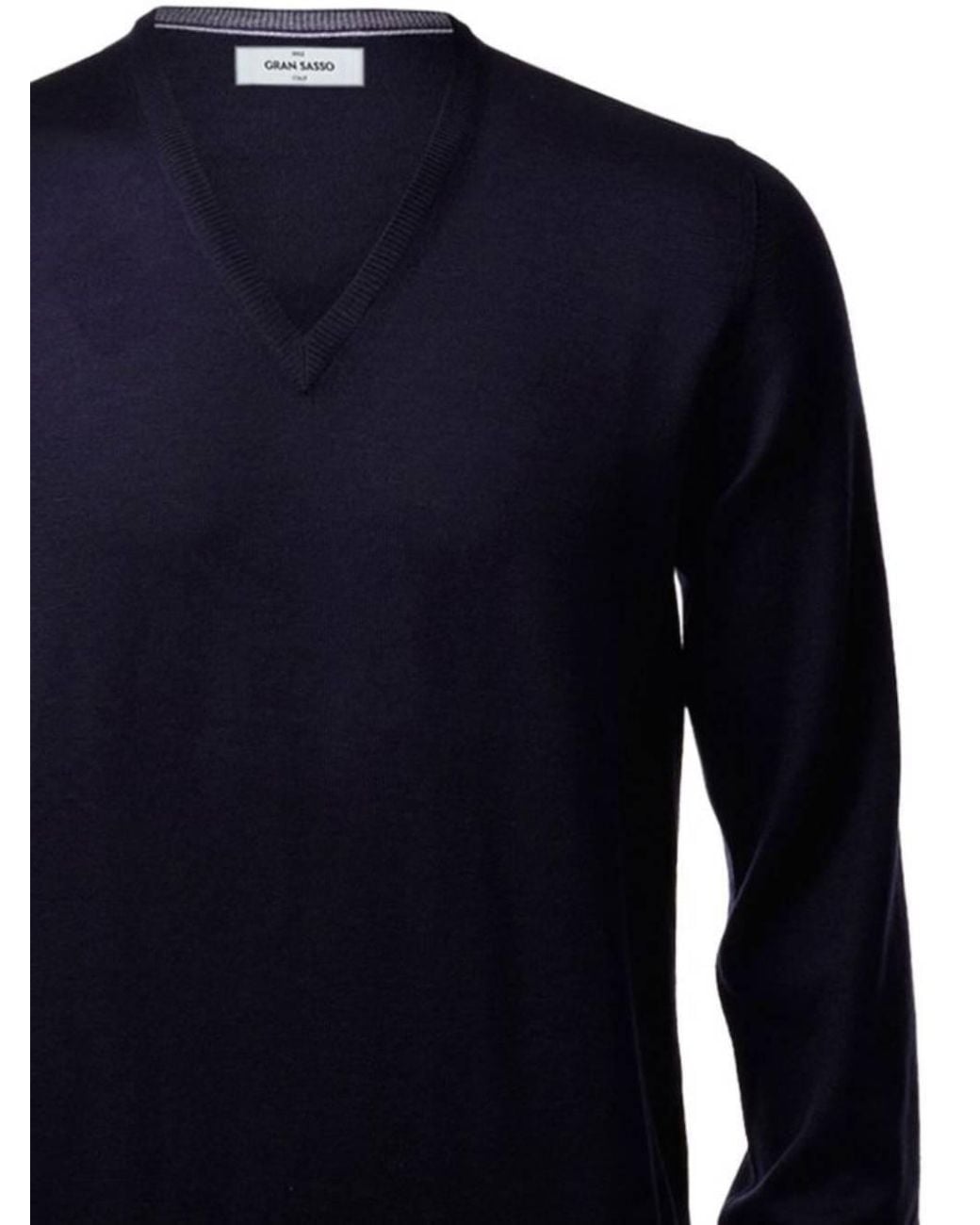 Gran Sasso Blue V-Neck Knitted Pullover for men