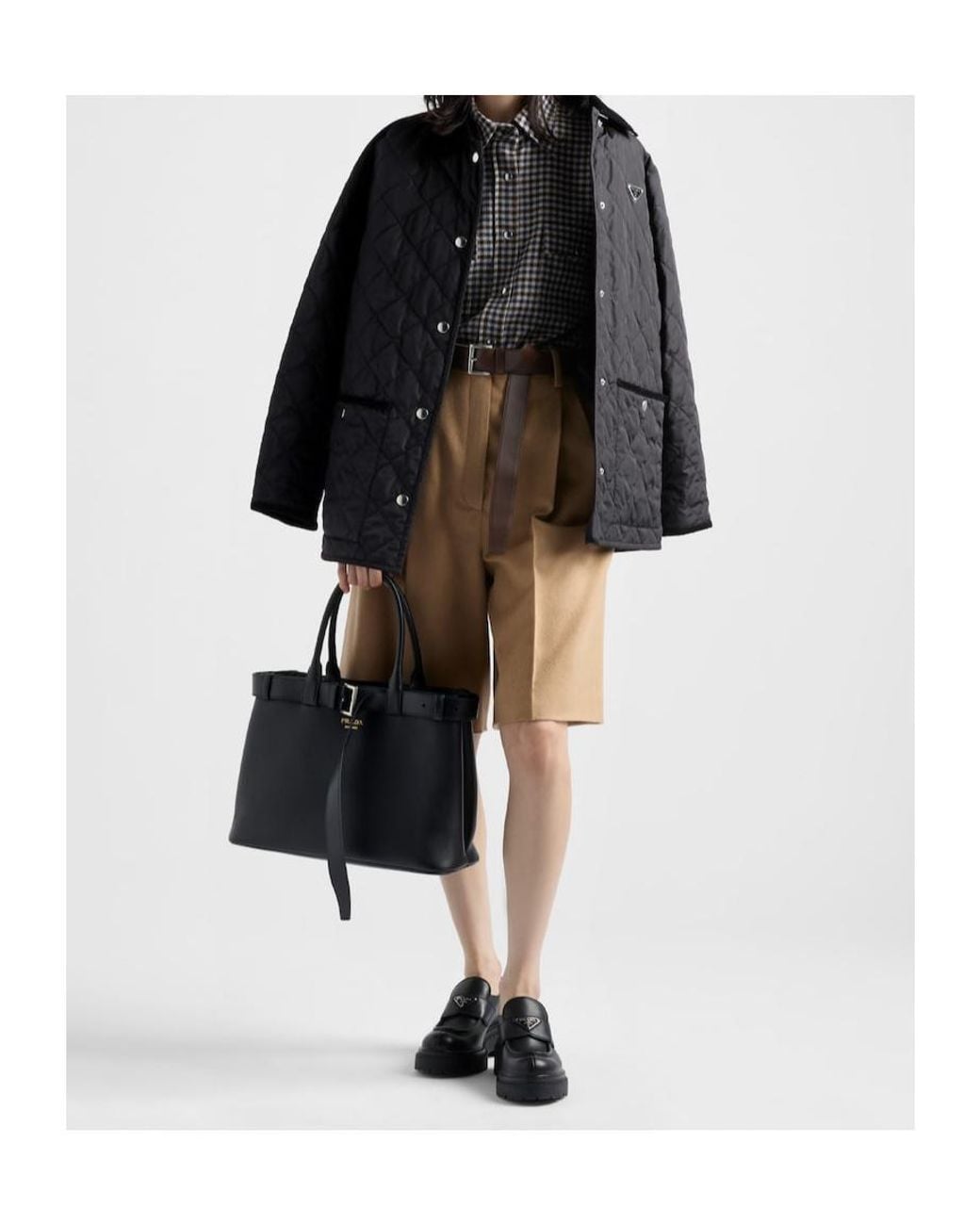 Prada Brown Button-Up Checked Shirt