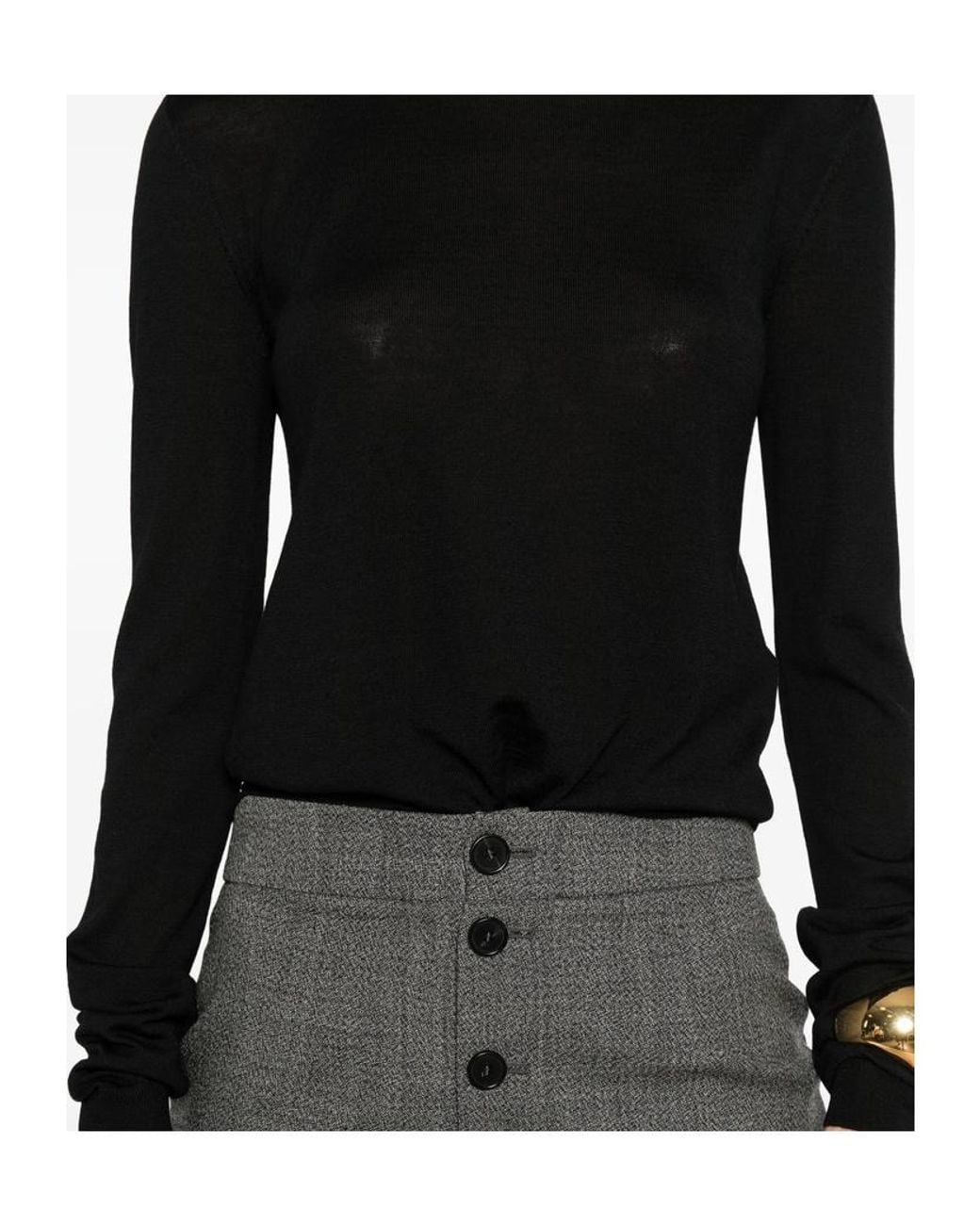 Saint Laurent Black Cassandre Crewneck Jumper