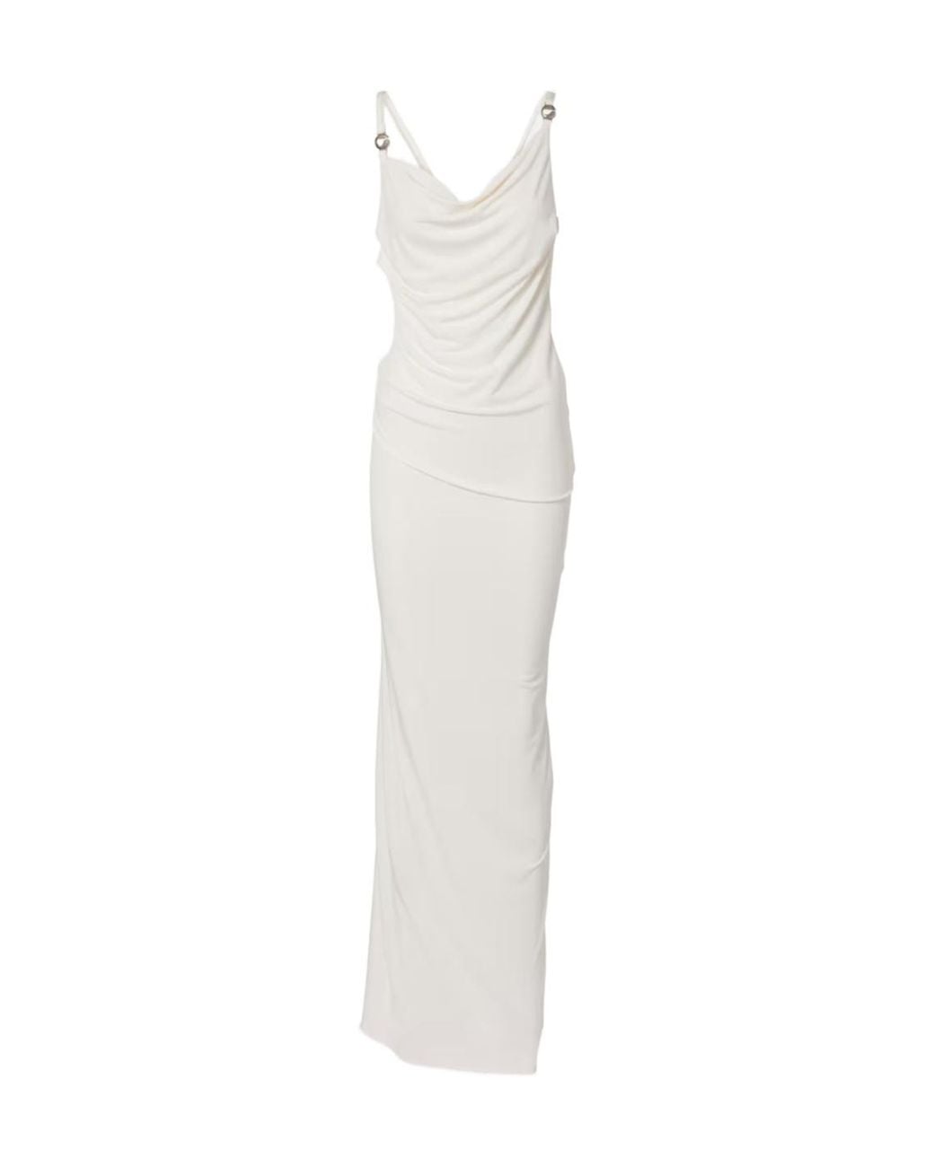 Coperni White Draped Back Knit Super Long Dress