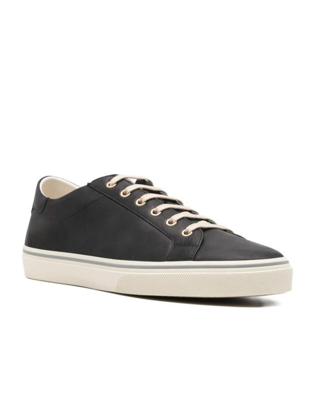 Brunello Cucinelli Black Round Toe Lace-Up Sneakers for men