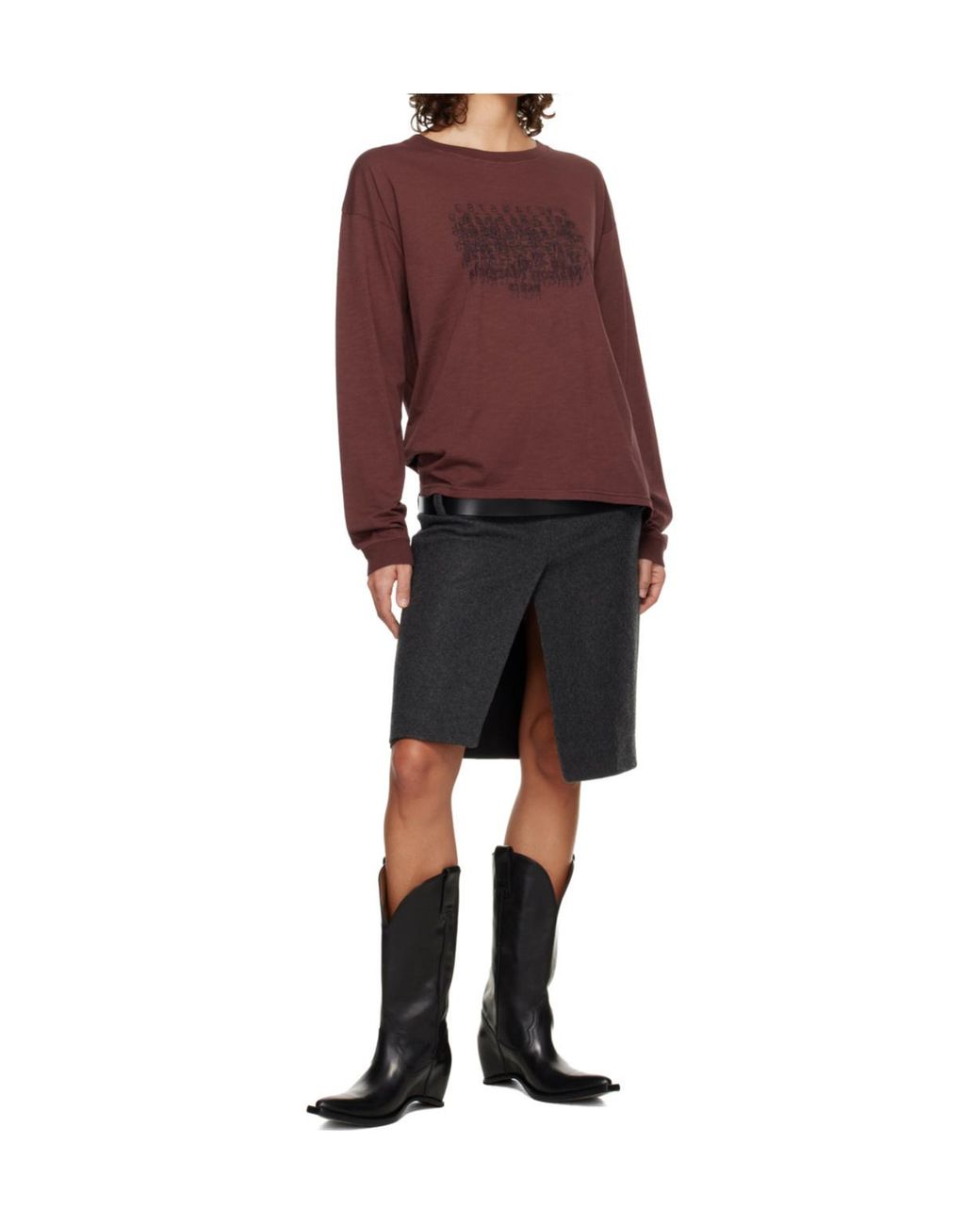 Maison Margiela Brown Logo Embroidered T-Shirt