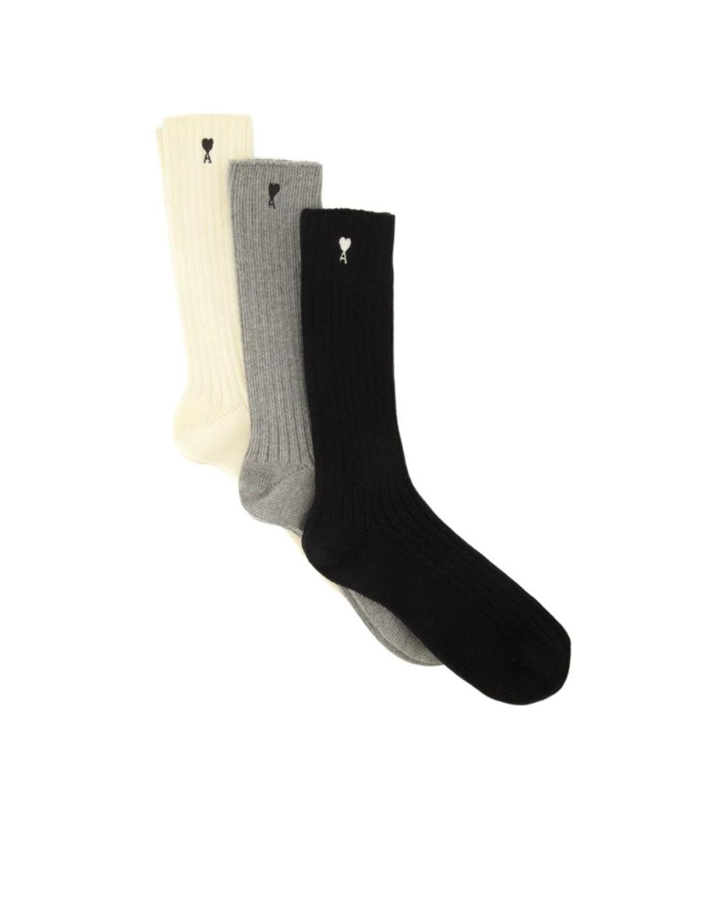 AMI Black Ami Ami De Coeur Set Of Three Socks for men