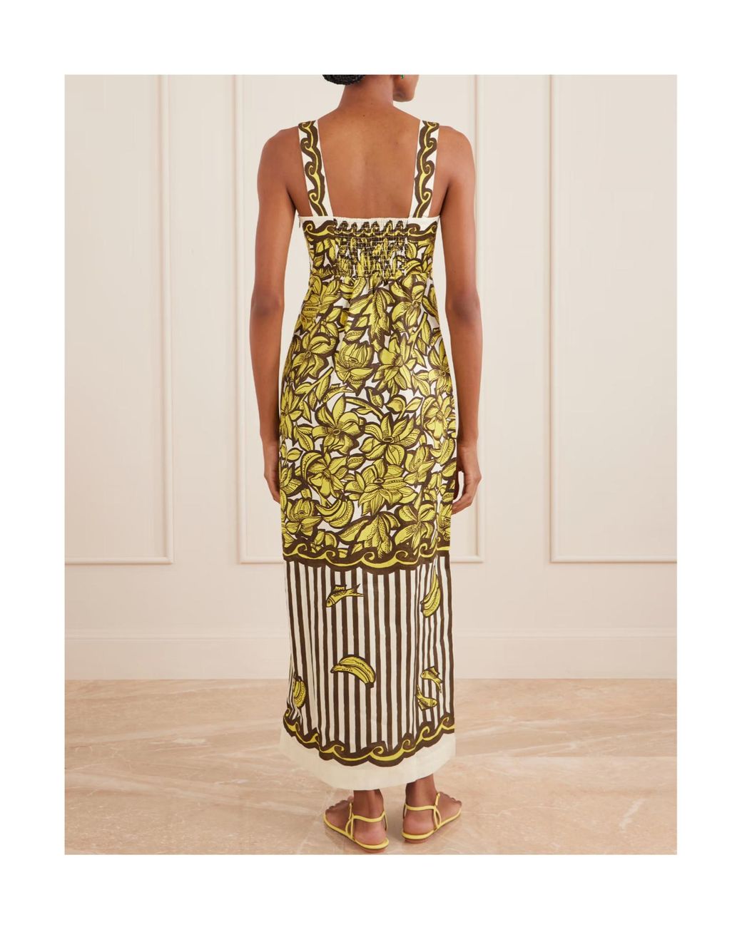 ALÉMAIS Metallic Printed Hemp Midi Dress