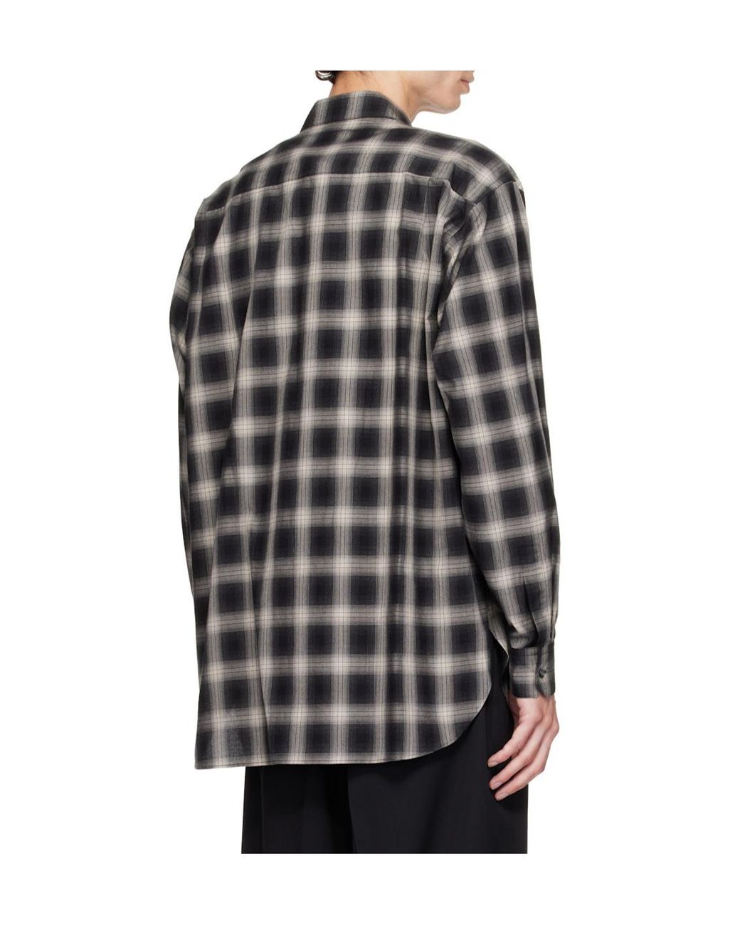 Ssstein Black Long-Sleeved Plaid Shirt for men